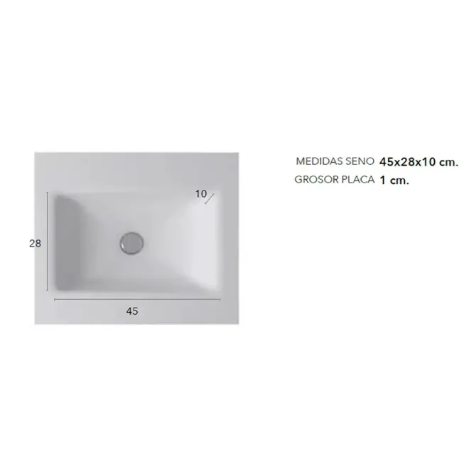 MEDIDAS SENO ENCIMERA SOLID SURFACE A MEDIDA ROMA SIN FALDON BAALNEO