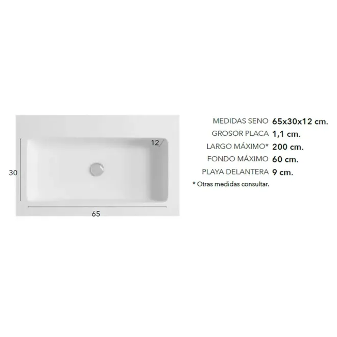 MEDIDAS SENO ENCIMERA SOLID SURFACE A MEDIDA BELITRE CON FALDON BAALNEO