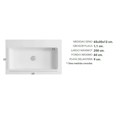 MEDIDAS SENO ENCIMERA SOLID SURFACE A MEDIDA BELITRE CON FALDON BAALNEO