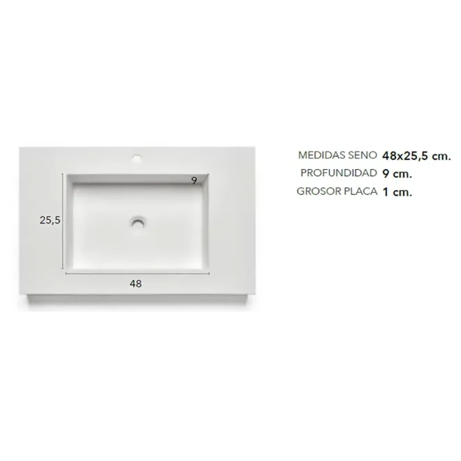 MEDIDAS SENO ENCIMERA SOLID SURFACE A MEDIDA RIMINI CON FALDON BAALNEO