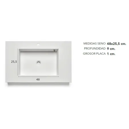 MEDIDAS SENO ENCIMERA SOLID SURFACE A MEDIDA RIMINI CON FALDON BAALNEO