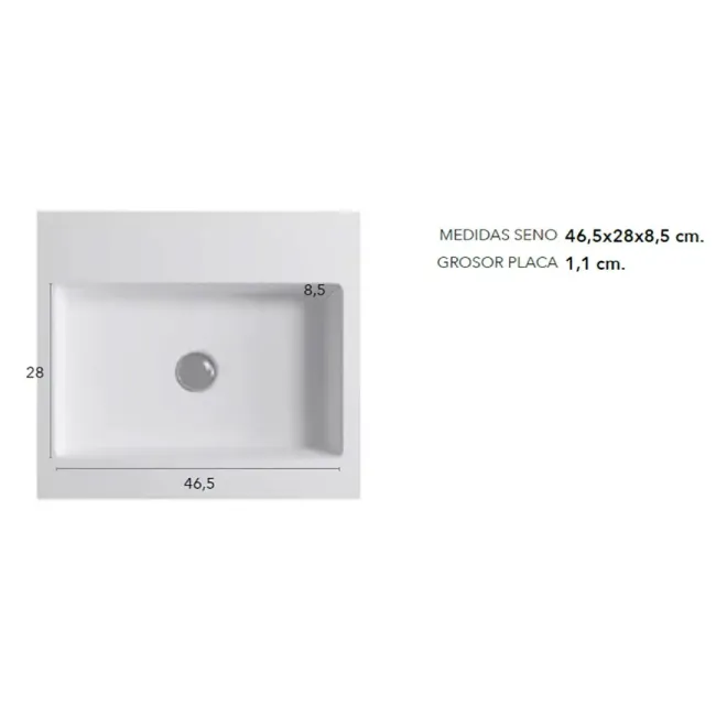 MEDIDAS SENO ENCIMERA SOLID SURFACE A MEDIDA CUZCO SIN FALDON BAALNEO