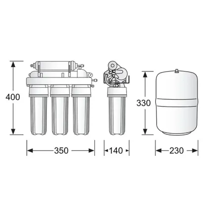 MEDIDAS OSMOSIS INVERSA 5 ETAPAS GENIUS PRO 50