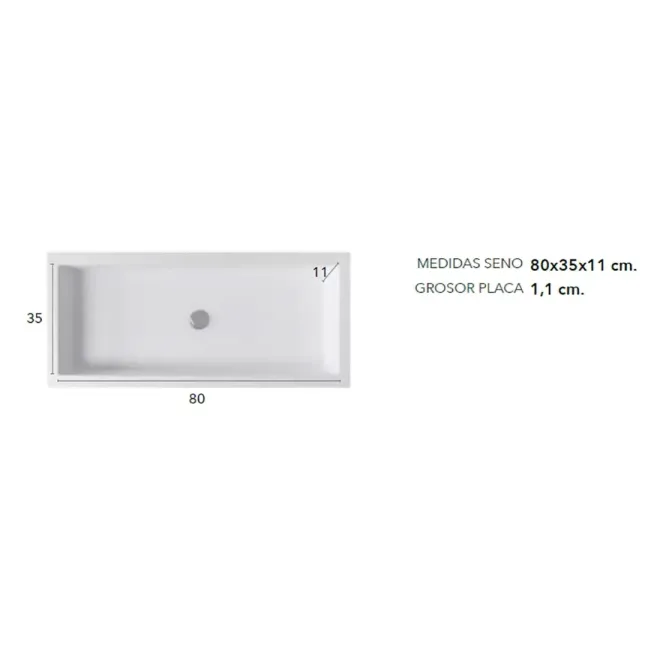 MEDIDA SENO ENCIMERA SOLID SURFACE A MEDIDA NEBRASKA 80 SIN FALDON BAALNEO