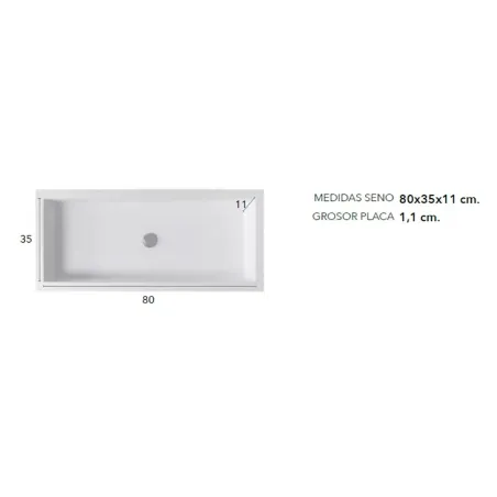MEDIDA SENO ENCIMERA SOLID SURFACE A MEDIDA NEBRASKA 80 SIN FALDON BAALNEO