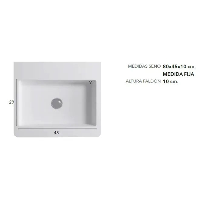 MEDIDAS SENO ENCIMERA SOLID SURFACE BARI CON FALDON BAALNEO