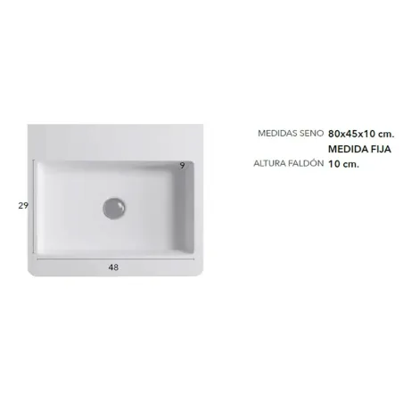 MEDIDAS SENO ENCIMERA SOLID SURFACE BARI CON FALDON BAALNEO
