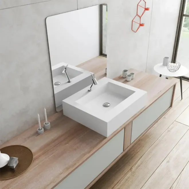 ENCIMERA SOLID SURFACE A MEDIDA TARENTO CON FALDON BAALNEO