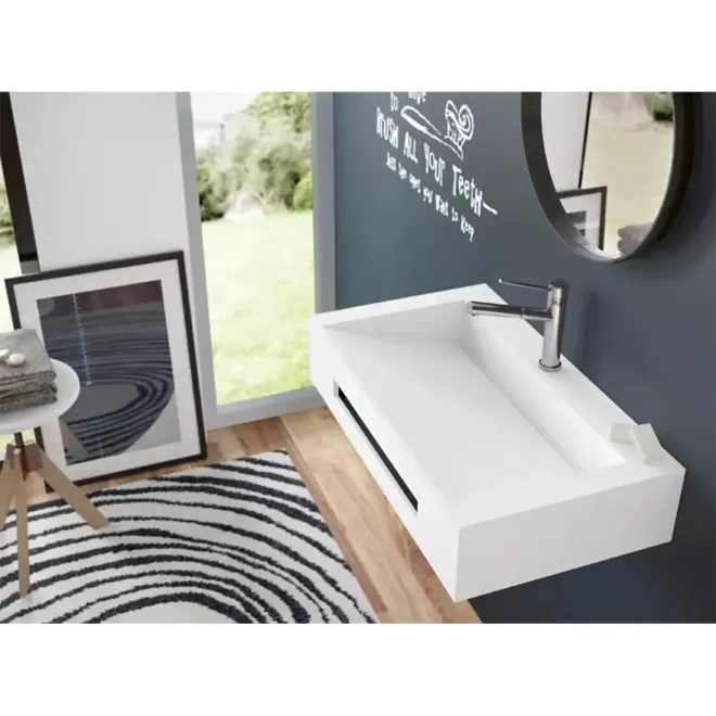 ENCIMERA DOBLE SENO SOLID SURFACE A MEDIDA ARLES CON FALDON BAALNEO
