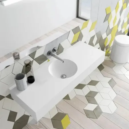 ENCIMERA DOBLE SENO SOLID SURFACE A MEDIDA SEDAN CON FALDON BAALNEO