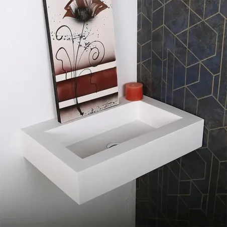 ENCIMERA DOBLE SENO SOLID SURFACE A MEDIDA RIMINI CON FALDON BAALNEO