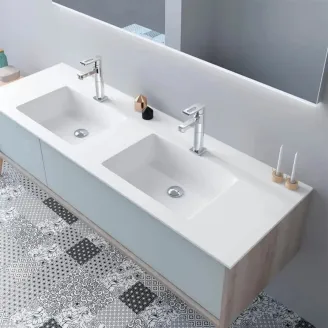 ENCIMERA DOBLE SENO SOLID SURFACE A MEDIDA LIDO CON FALDON BAALNEO