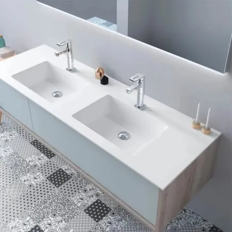 ENCIMERA DOBLE SENO SOLID SURFACE A MEDIDA LIDO CON FALDON BAALNEO