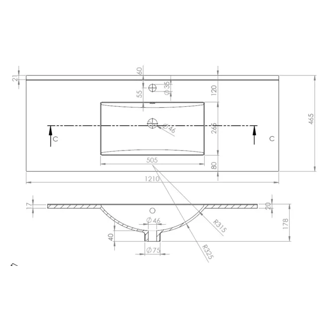 PLANO LAVABO ENCIMERA CLASSIC BAALNEO