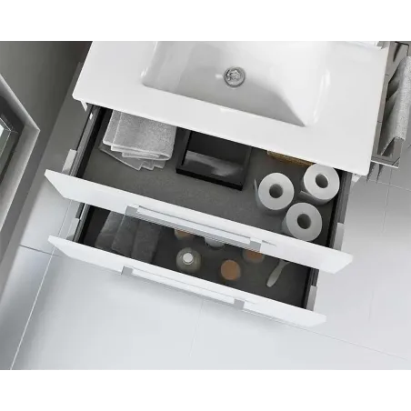 DETALLE MUEBLE BAÑO 80 CARMEN 2 CAJONES 1 PUERTA SUSPENDIDO AVILA DOS