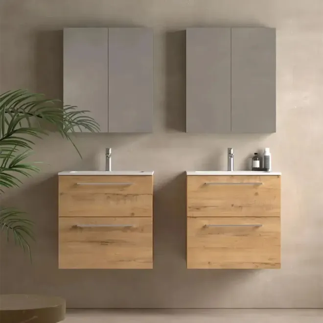 MUEBLE BAÑO FONDO REDUCIDO SUSPENDIDO 60 CARMEN 2 CAJONES AVILA DOS