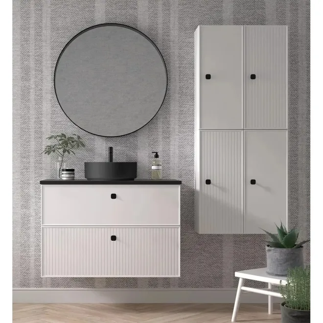 MUEBLE BAÑO FONDO REDUCIDO SUSPENDIDO 100 BLANCA 2 CAJONES AVILA DOS