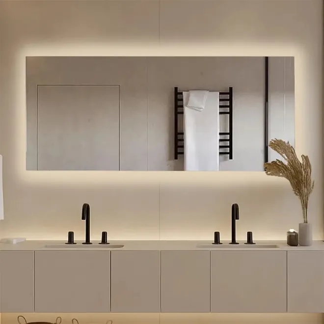Espejo de baño a medida luz LED rectangular Halo Baalneo