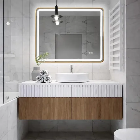 Espejo Baño Luz Led Zen 80x100 Oro Ambiente