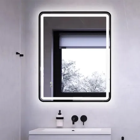 Espejo Baño Luz Led Zen 80x100 Negro Detalle