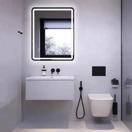 Espejo Baño Luz Led Zen 80x100 Negro Ambiente