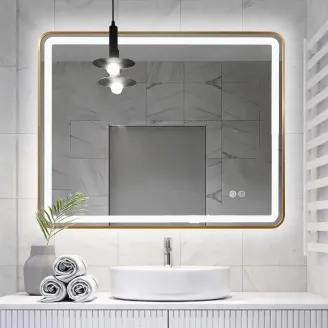 Espejo Baño Luz Led Zen 80x100 Oro Detalle
