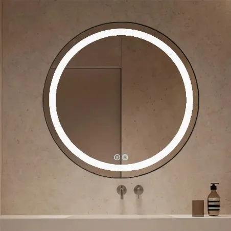 Espejo Baño Led Loto Negro Detalle