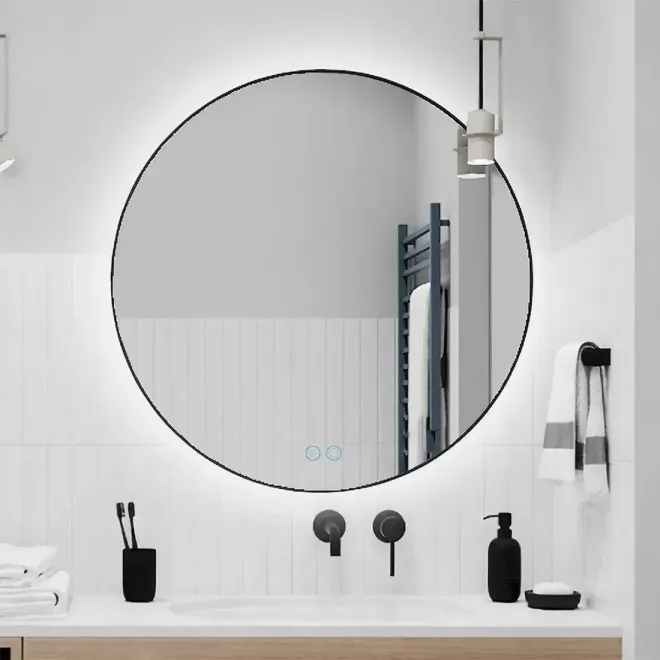 Espejo Baño Led Lampsi Negro 80x80 Detalle