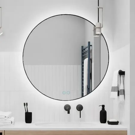 Espejo Baño Led Lampsi Negro 80x80 Detalle