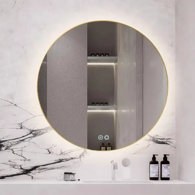 Espejo Baño Led Lampsi Oro 80x80 Detalle