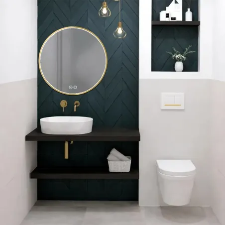 Espejo Baño Led Alva Oro 80x80 Ambiente