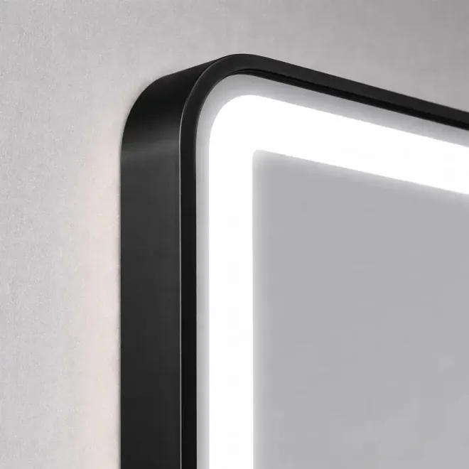 Espejo Baño Luz Led Zen 80x100 Negro Marco