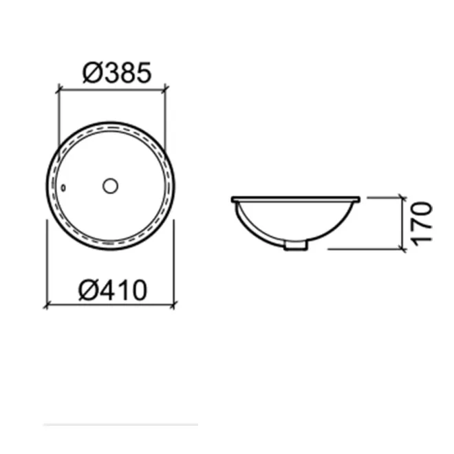 Lavabo Encastrar Anna 41 Plano Técnico