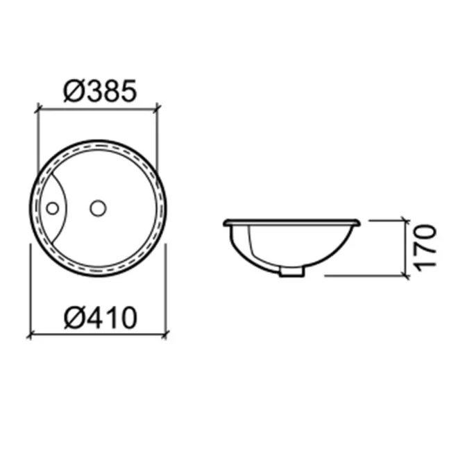 Lavabo Encastrar Orificio Grifo Anna 41 Plano Técnico