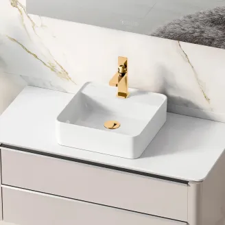 Lavabo Sobreenciemera Sanlife 40x40 Orificio Grifo