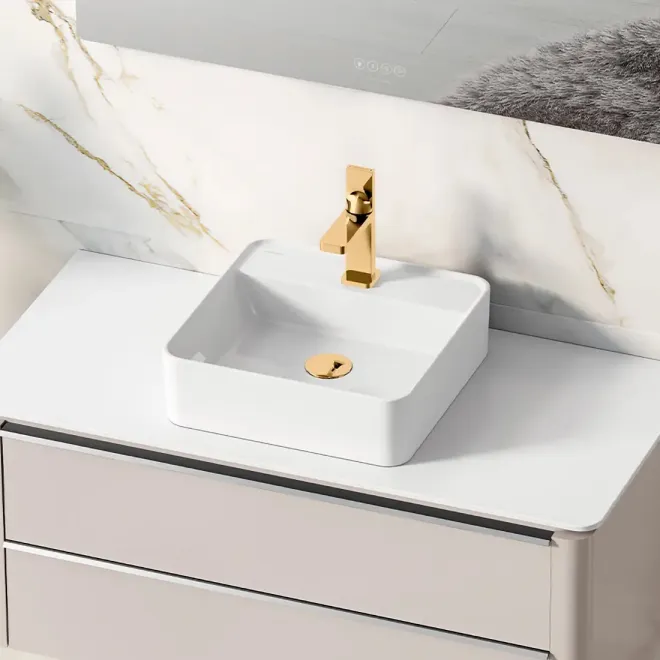 Lavabo Sobreenciemera Sanlife 40x40 Orificio Grifo