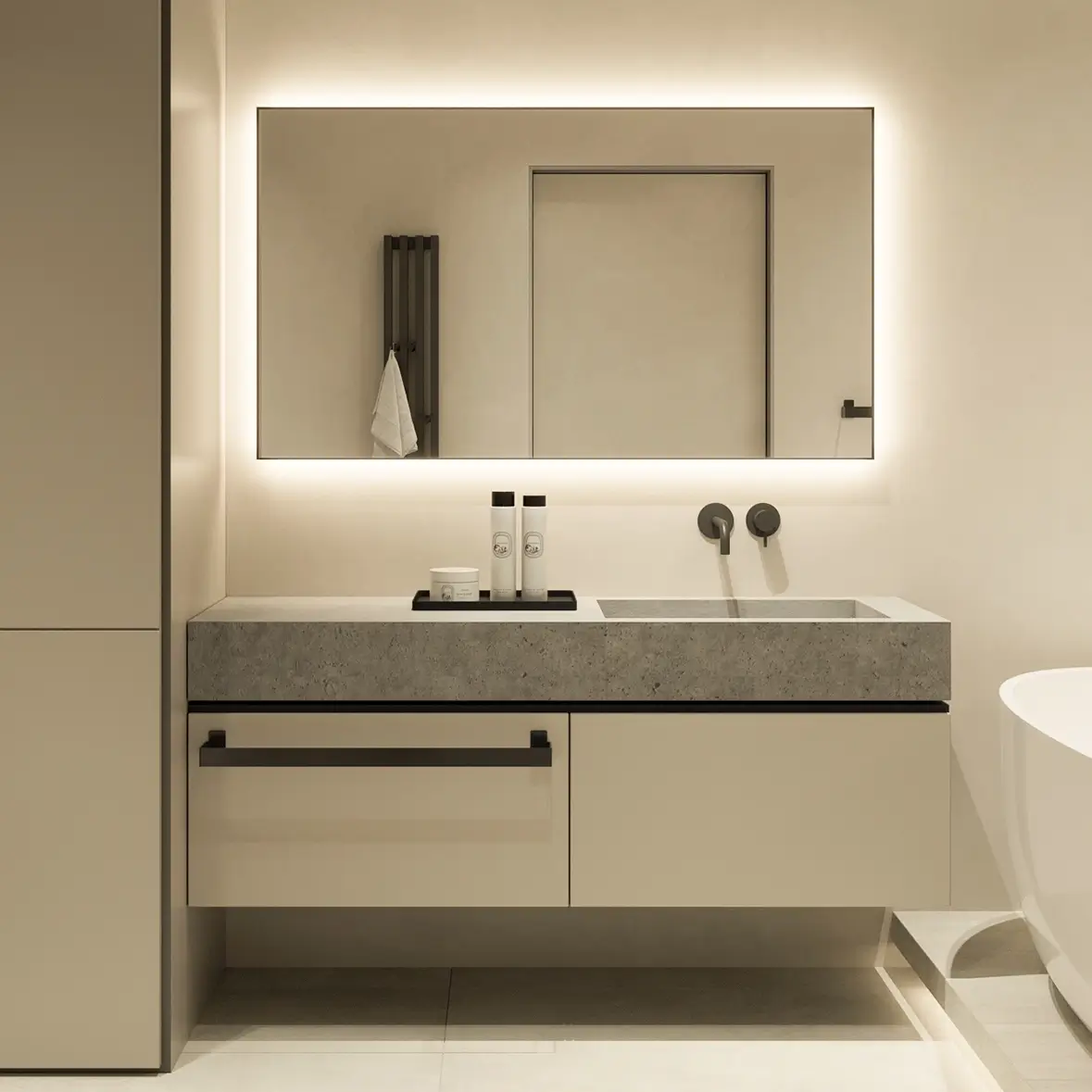 Inspiración baño con espejo LED